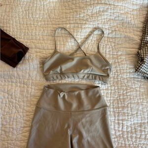 Alo Beige Sports Bra and Leggings Set